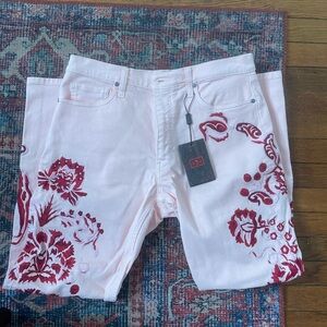 NWT Etro Pink Embroidered Straight Jeans Size 30